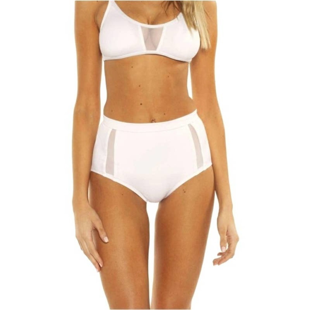 Mossimo Women's White 2 Piece Mesh Panel Bikini Bottom Size S